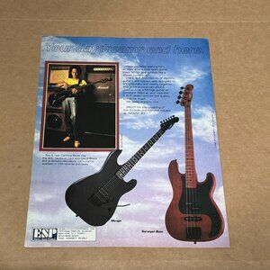 Carmine Rojas of David Bowie band - ESP Guitars - 1983 Print Advertisement